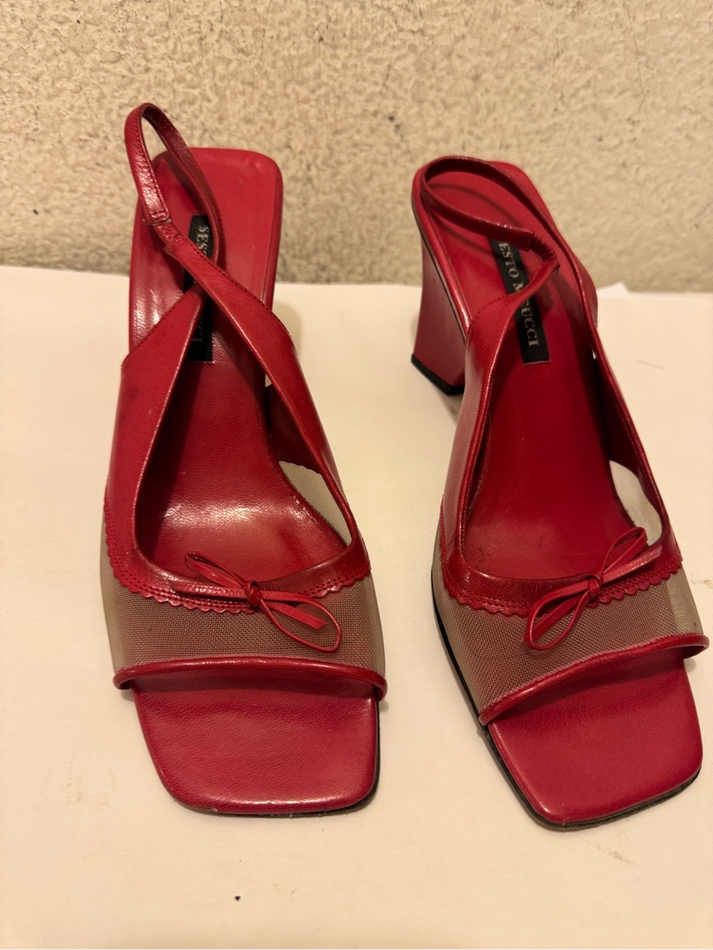 Sesto Meucci Red Slingback Block Heel Sandals 10M